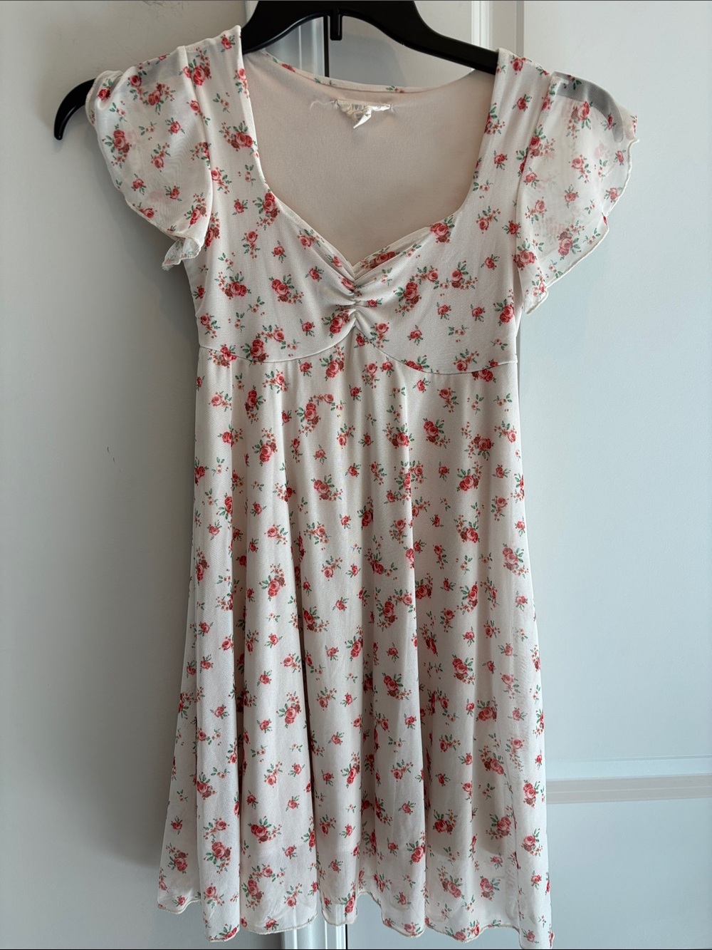 See You Monday cream Floral Short-Sleeve Dress